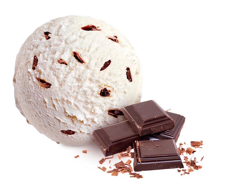 helado proteico de stratcciatella con chips de cacao belga
