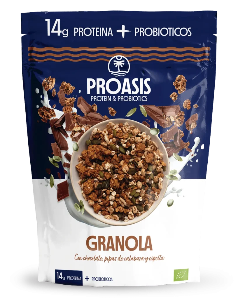 granola con proteínas y probióticos